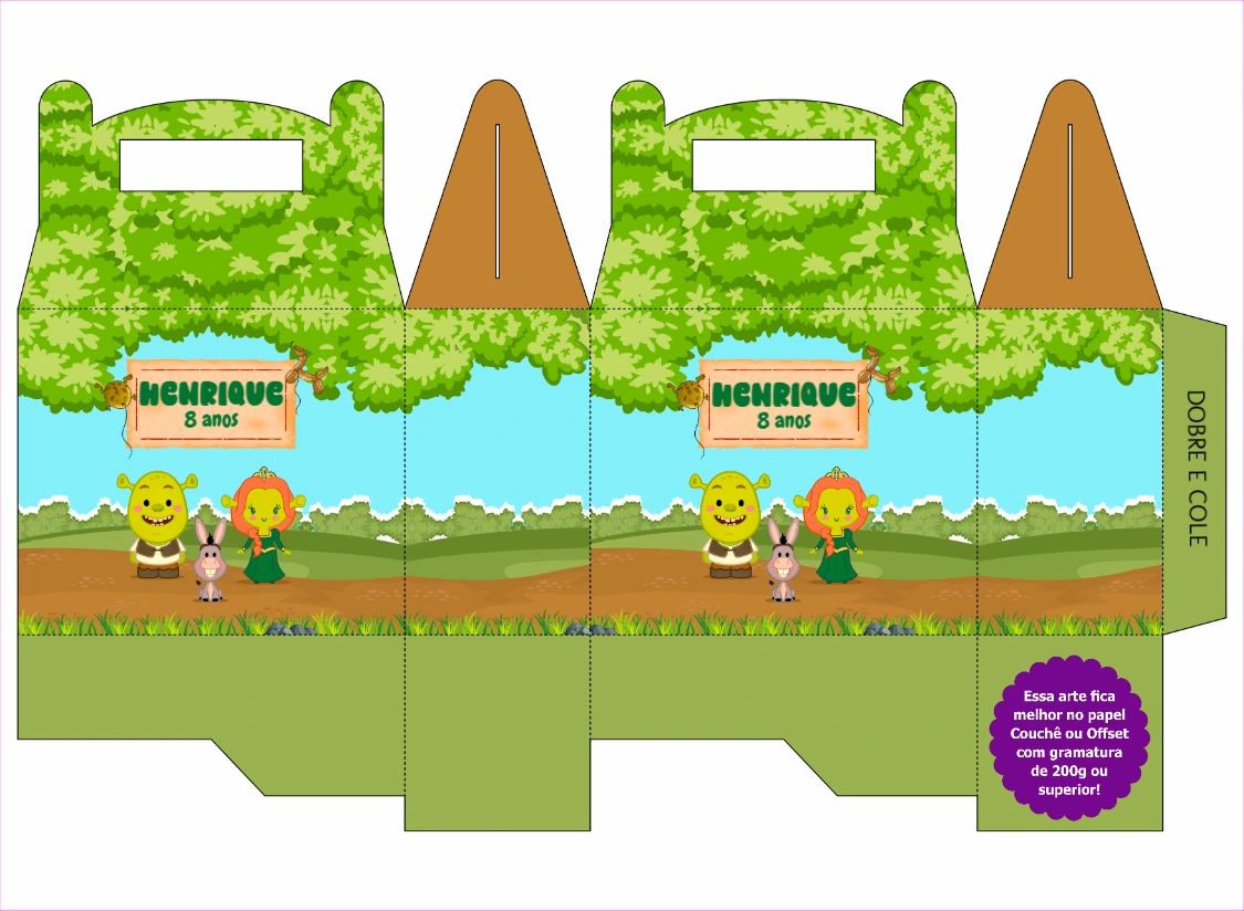 Caixa Milk Shrek Editável Online para Festa de Aniversário