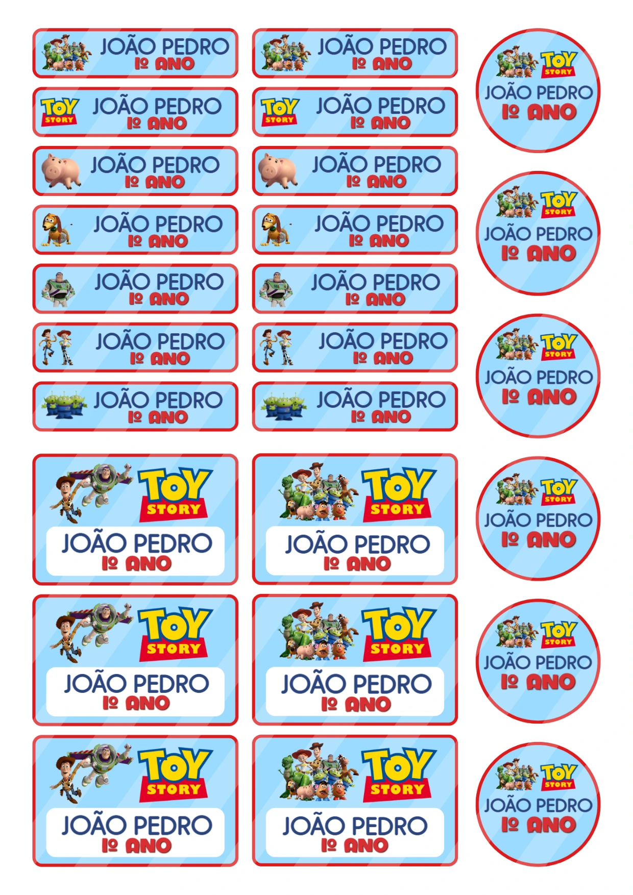 Etiquetas Escolares Toy Story Editáveis para Imprimir