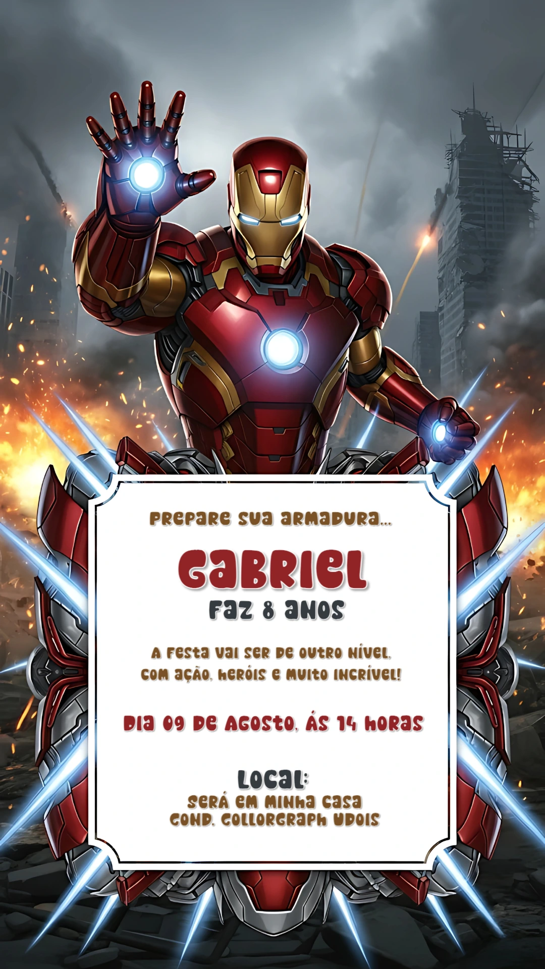 Convite Aniversário Homem de Ferro para Editar Online