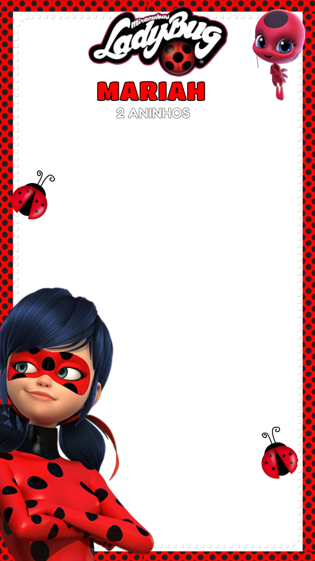 Moldura para Story Aniversário Lady Bug Editável Online