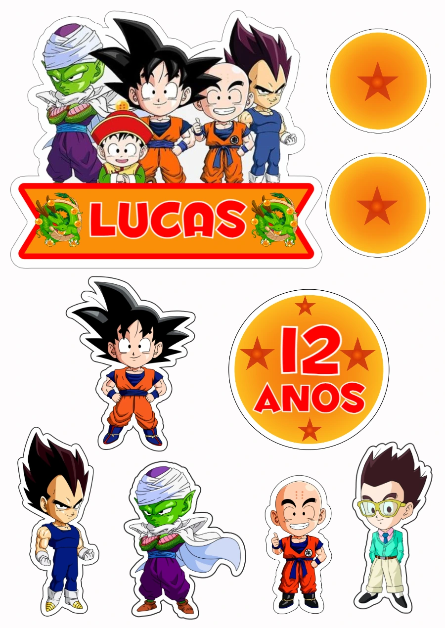 Topo de Bolo Aniversário Dragon Ball Z para Editar Online