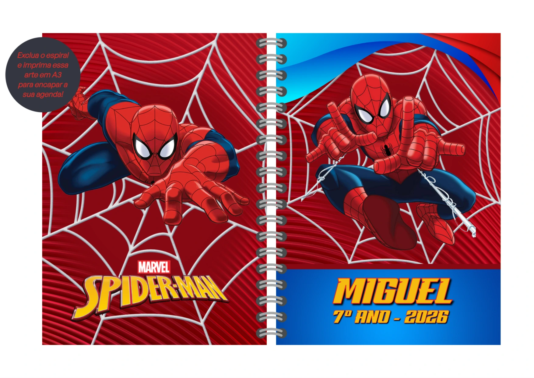 Capa de Agenda Homem Aranha Editável para Imprimir