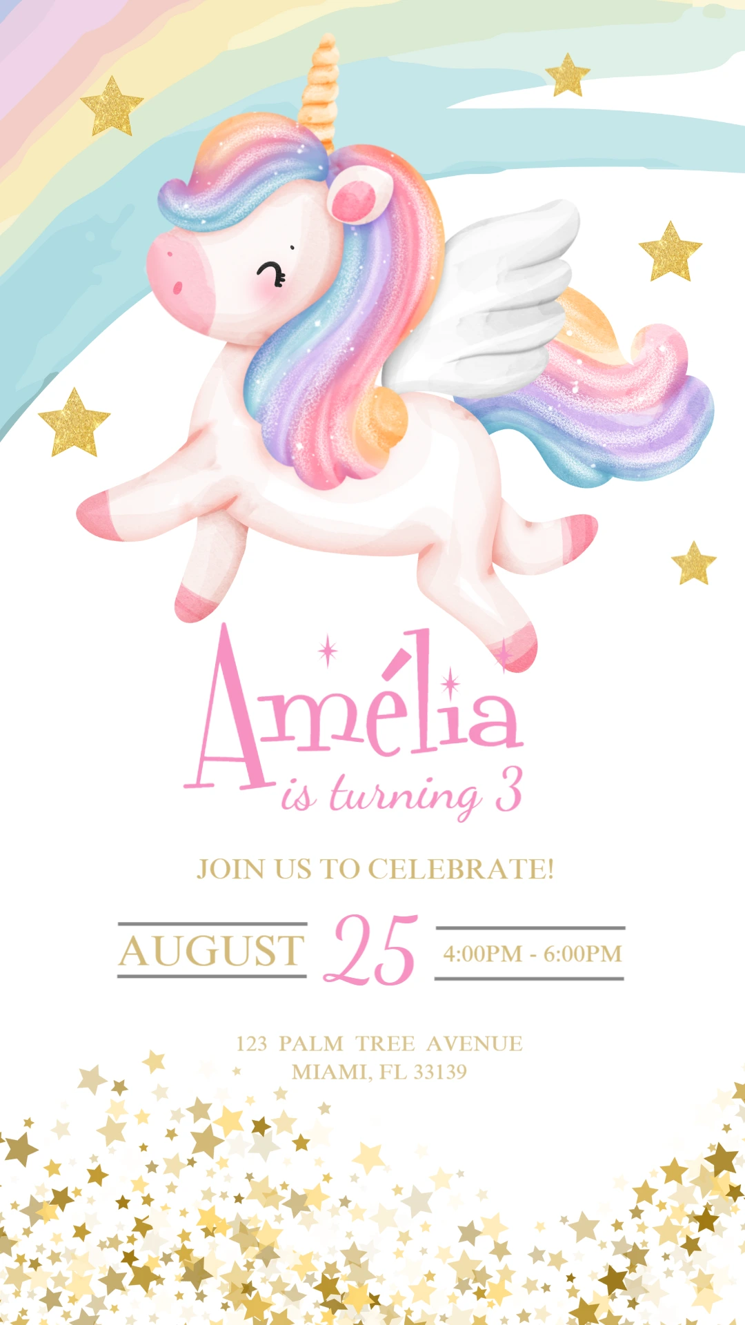 Magical Unicorn Birthday Invitation | Editable Watercolor Template