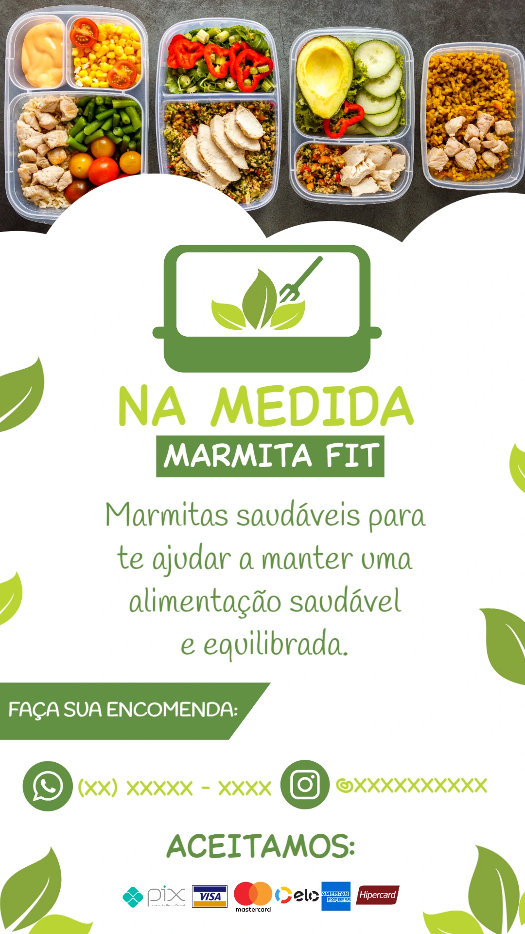 Flyer Editável de Marmita Fit para Divulgar seu Negócio