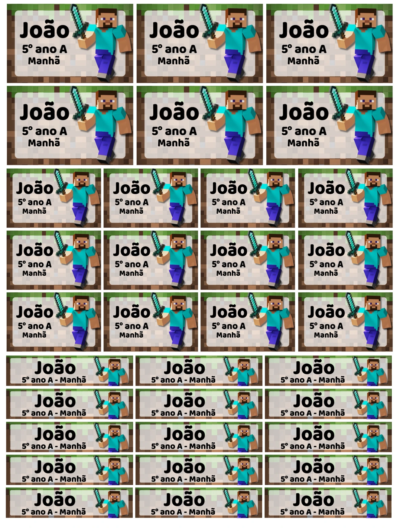 Etiqueta Escolar Minecraft Editável para Material