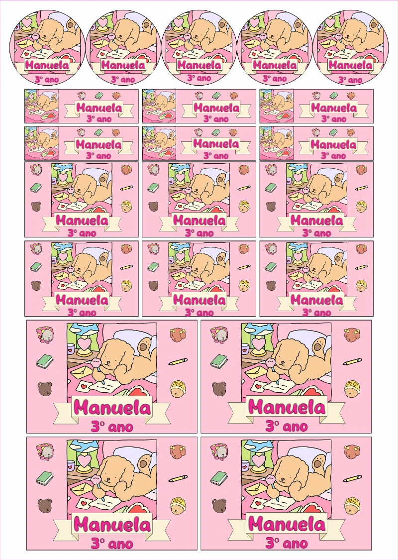 Adesivos Escolares Cachorrinho Fofo para Editar Online