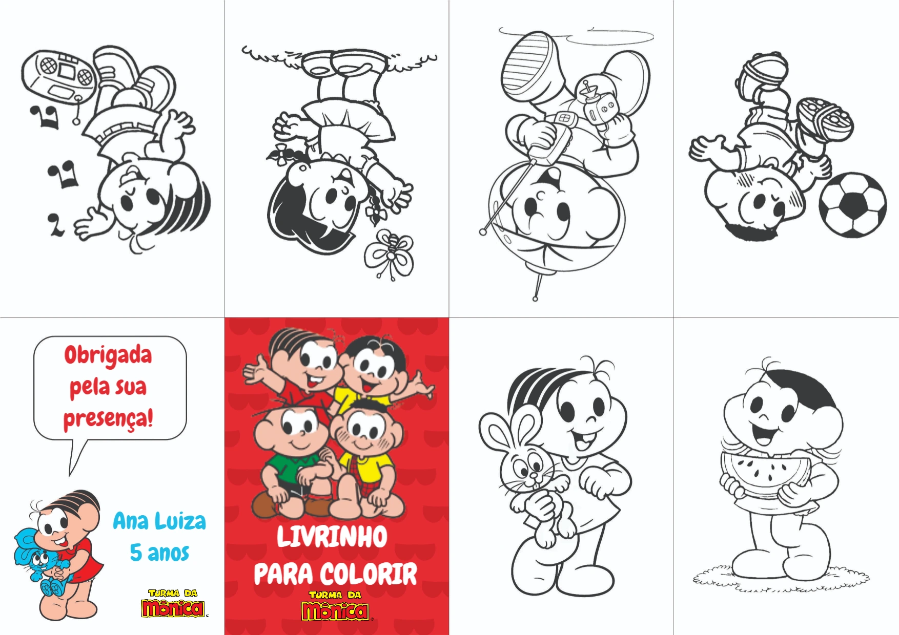 Lembrancinha Turma da Mônica: Livrinho de Colorir Editável