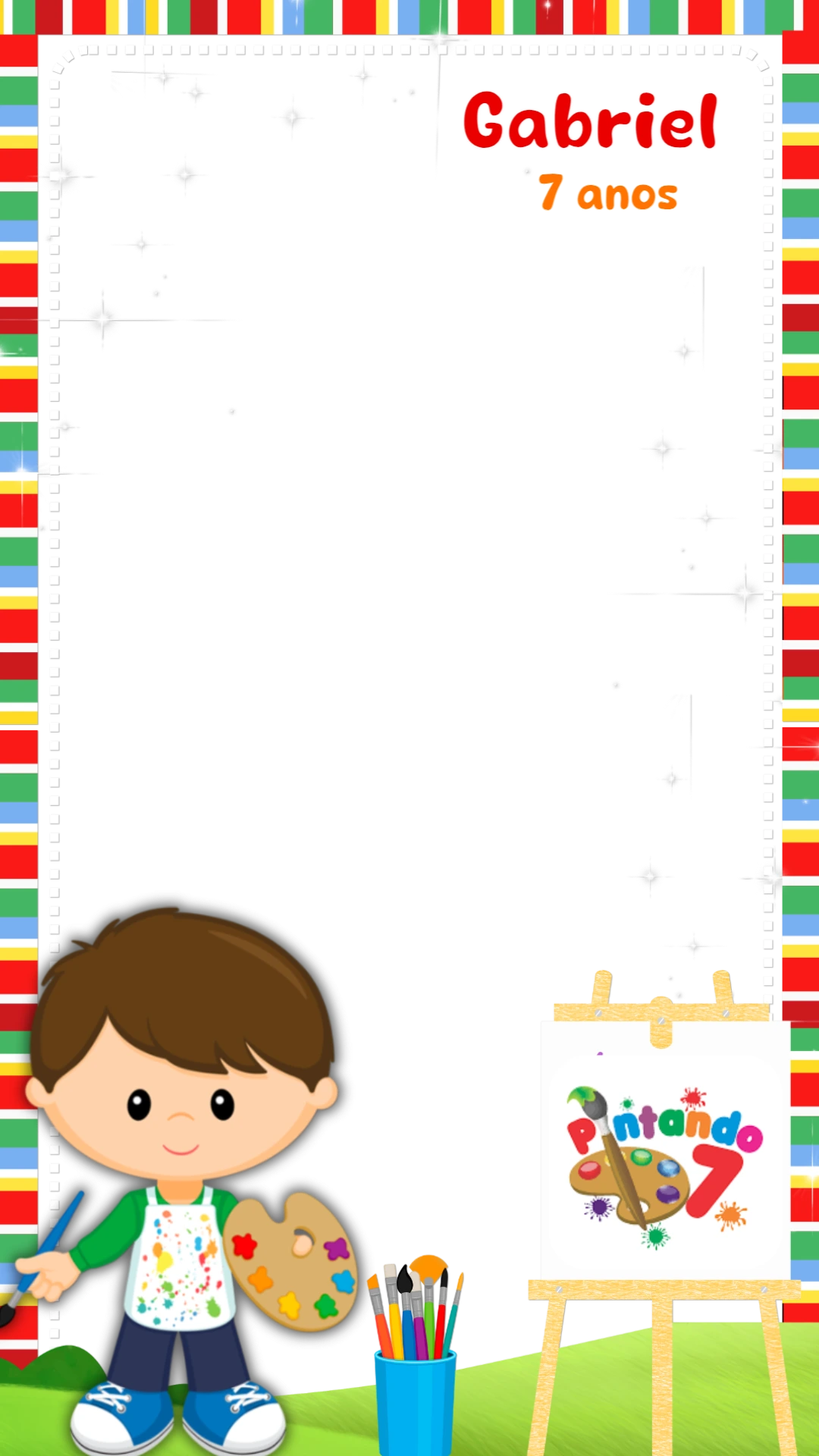 Moldura de Aniversário Pintando o 7 para Stories Editável