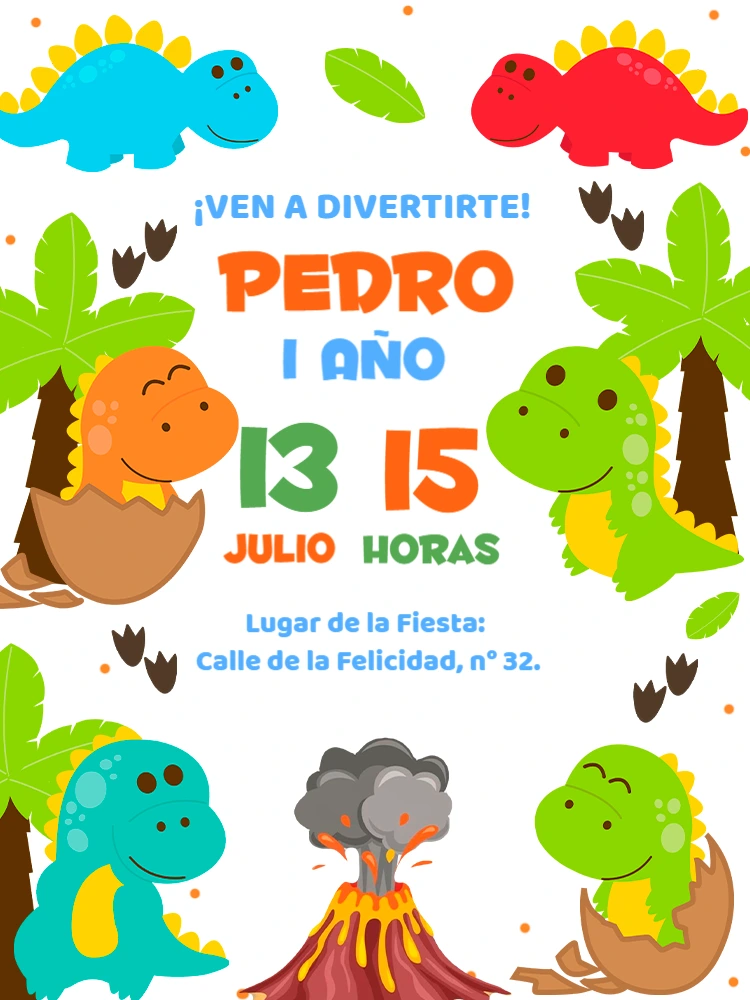 Invitación de Cumpleaños de Dinosaurios Bebé para Editar