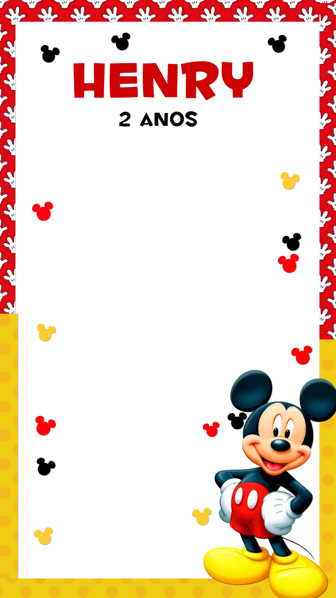 Moldura de Aniversário Mickey Mouse para Editar Online