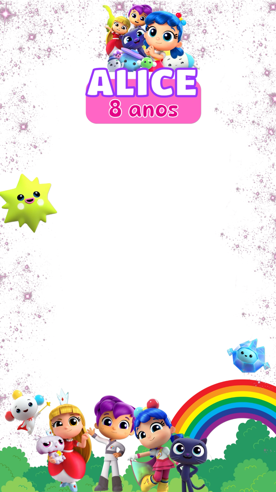 Moldura de Aniversário Vera e o Reino do Arco-Íris para Editar