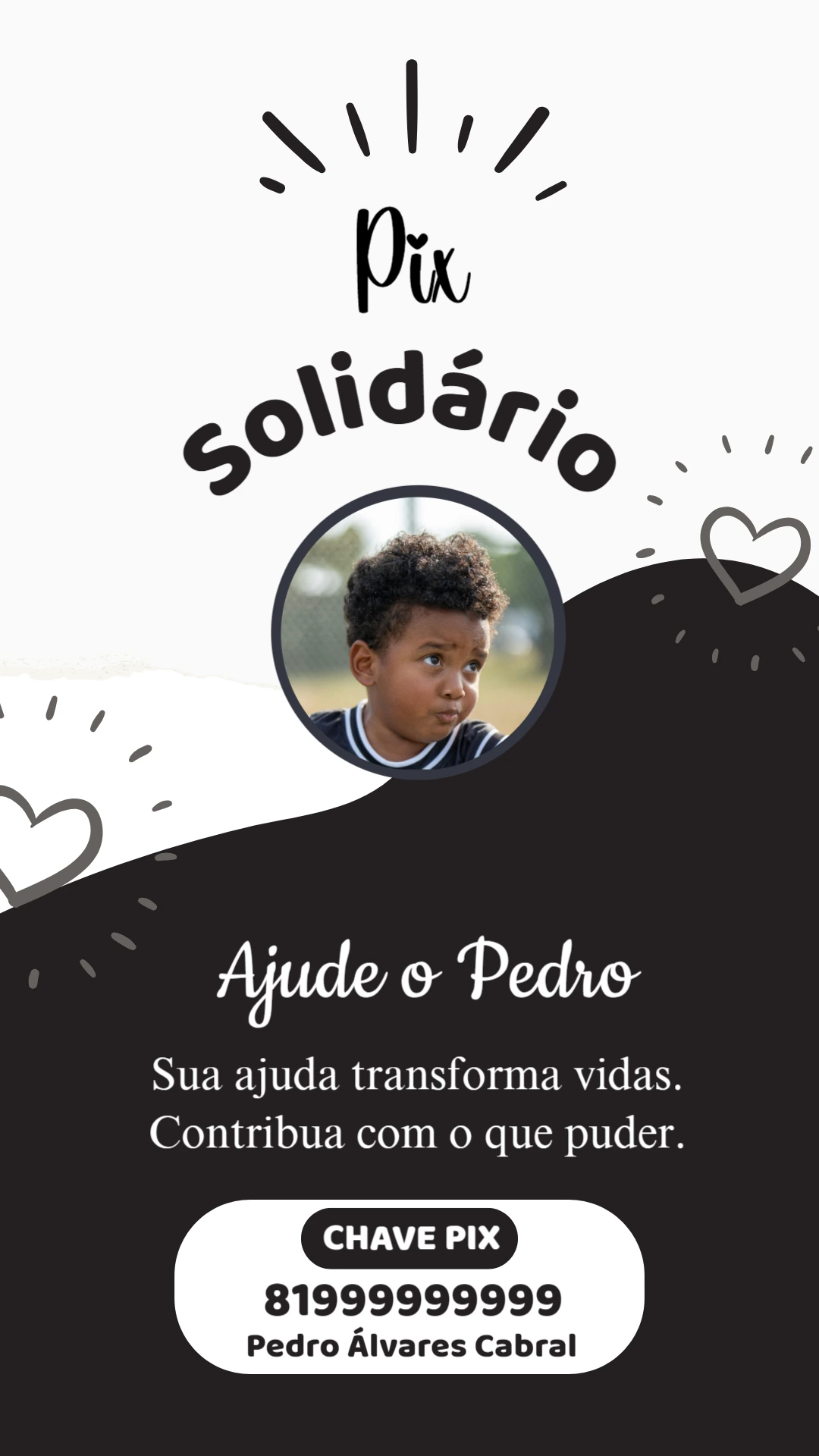 Arte para Pix Solidário com Foto para Editar Online