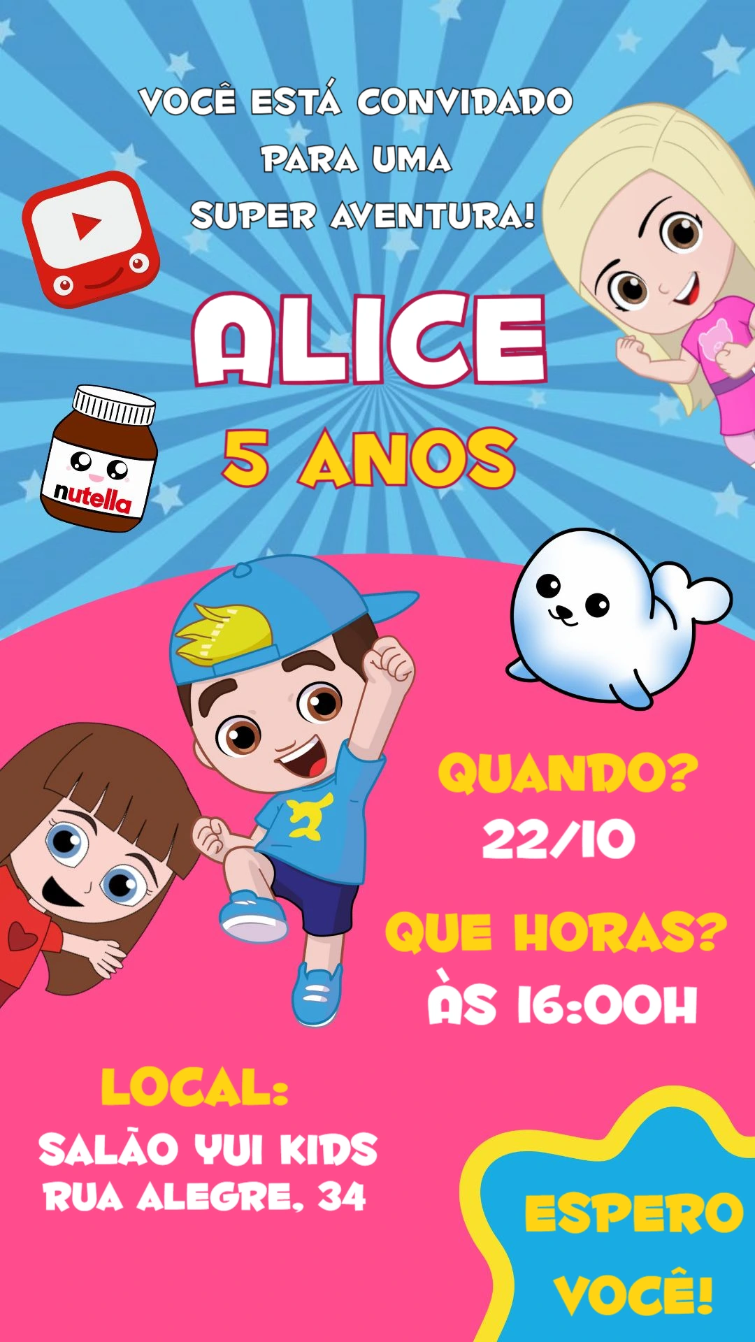 Convite Aniversário Aventureiros para Editar Online e Imprimir