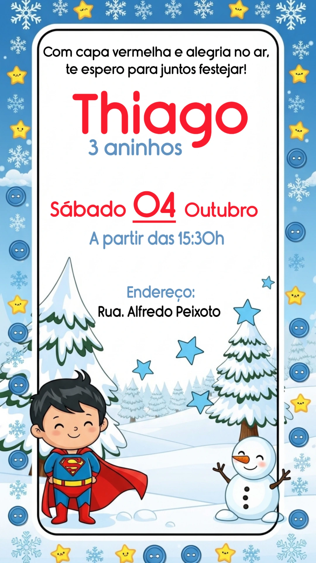 Convite Aniversário Superman Herói para Editar Online