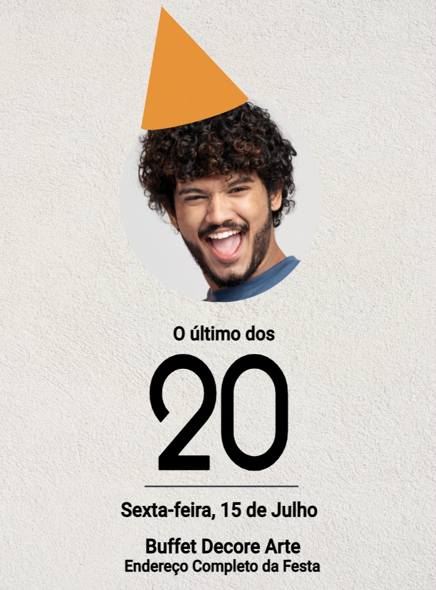 Convite de Aniversário Minimalista com Foto para Editar