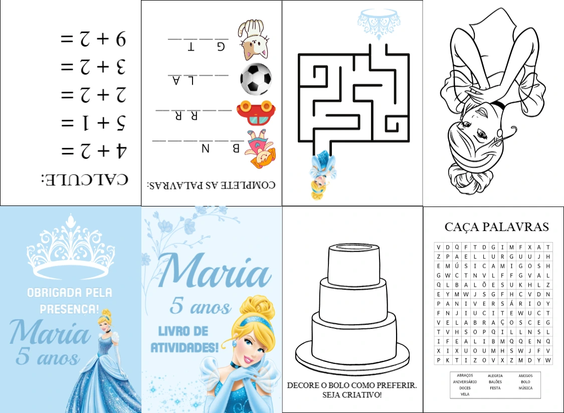 Livro de Atividades Aniversário Cinderela para Editar Online