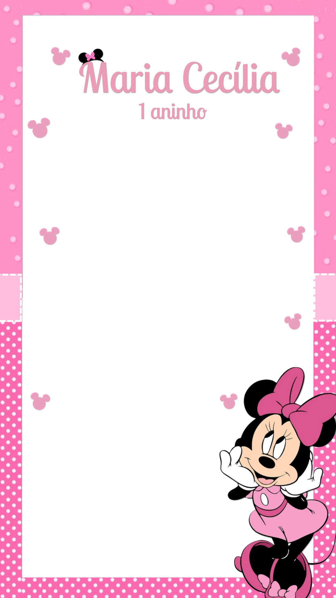 Moldura para Stories Aniversário Minnie Rosa para Editar Online