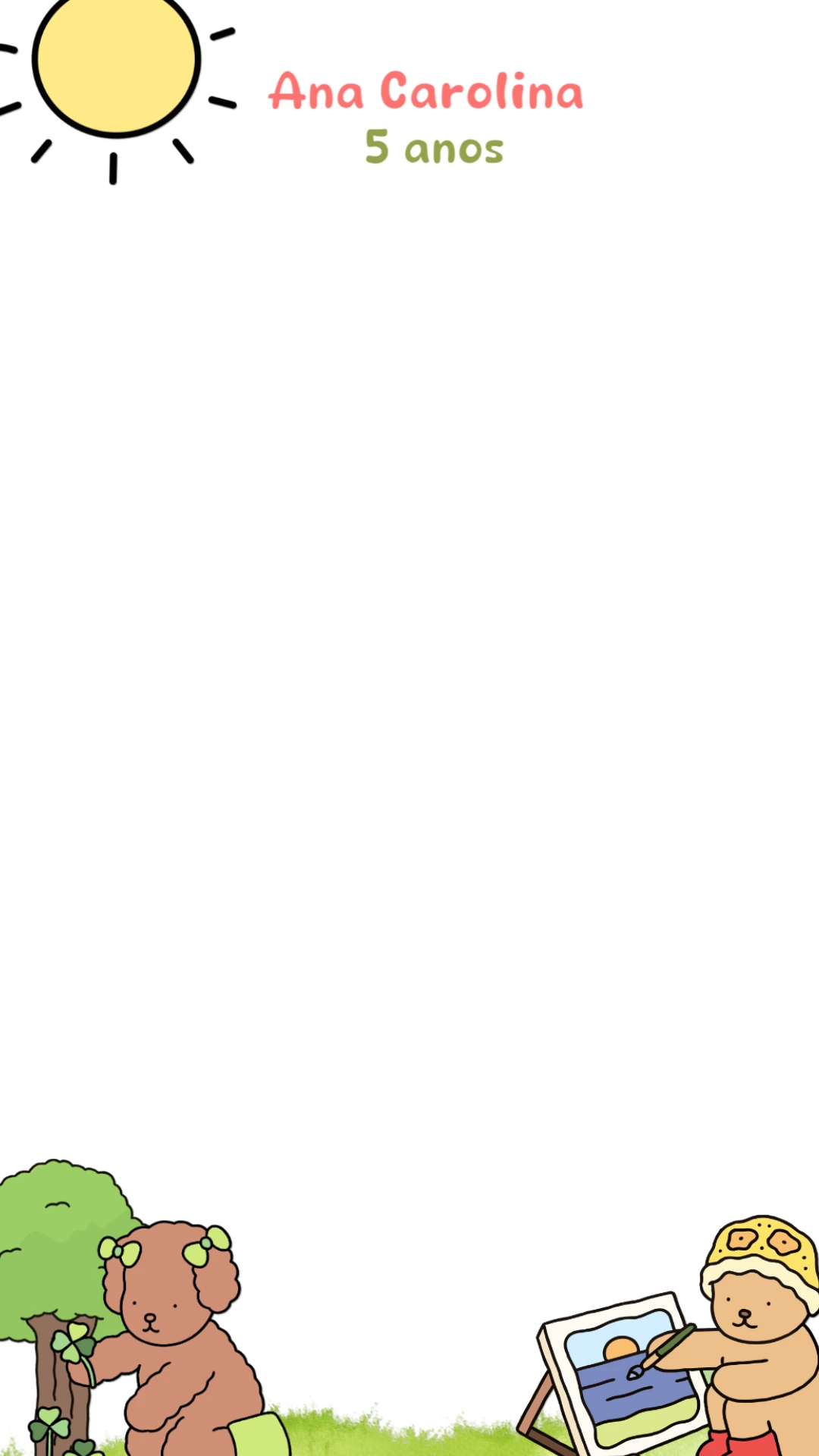 Moldura de Aniversário Ursinhos Fofos para Editar Online