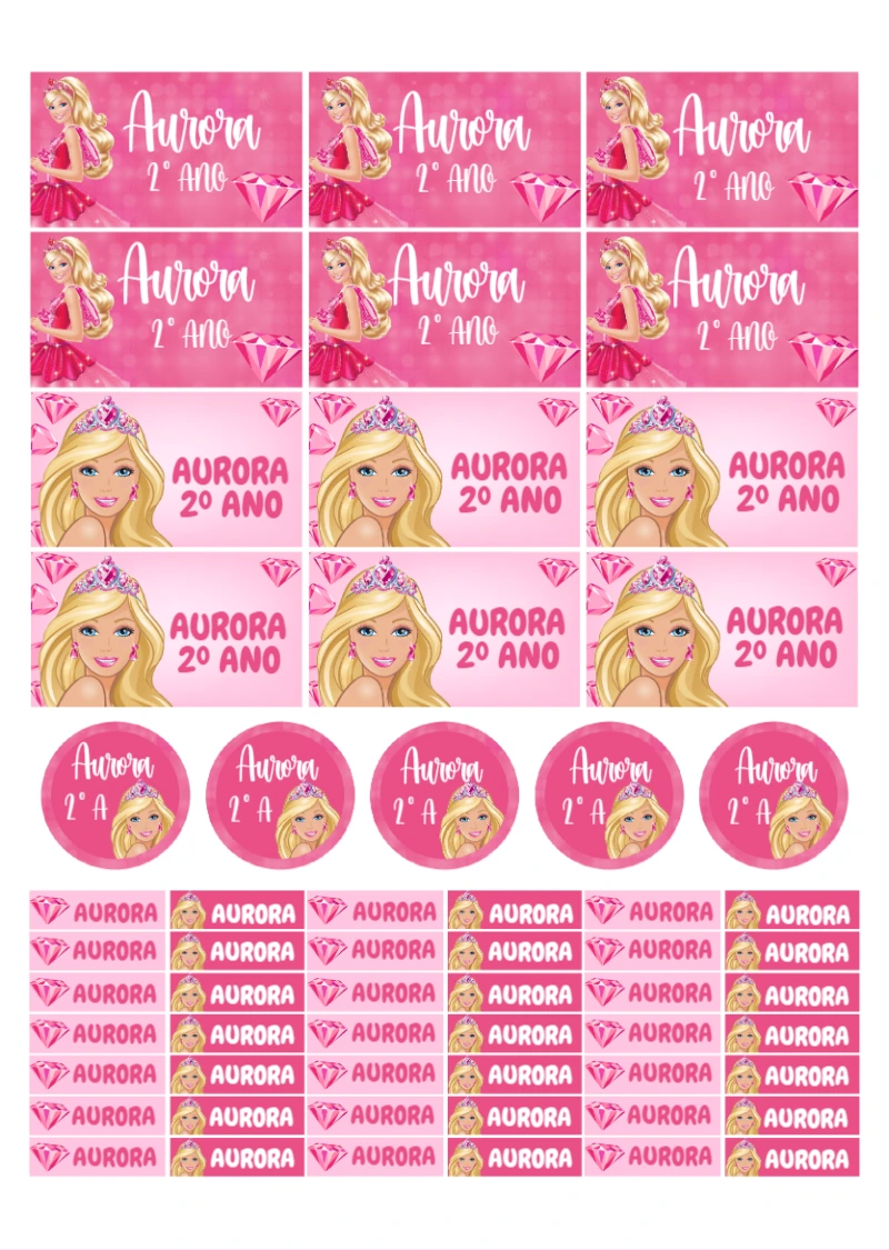 Kit de Etiquetas Escolares Barbie para Editar Online