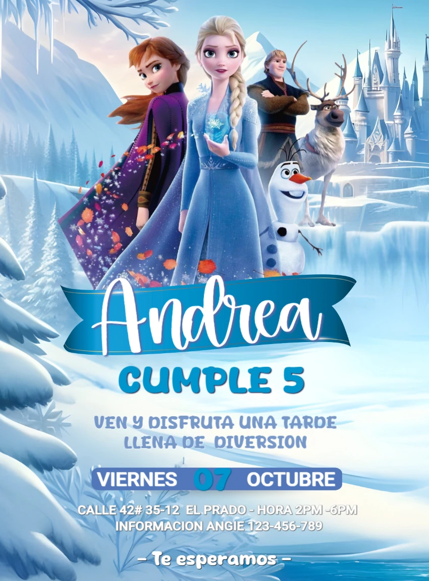 Invitación de Cumpleaños Frozen 2 Modelo Digital para Editar