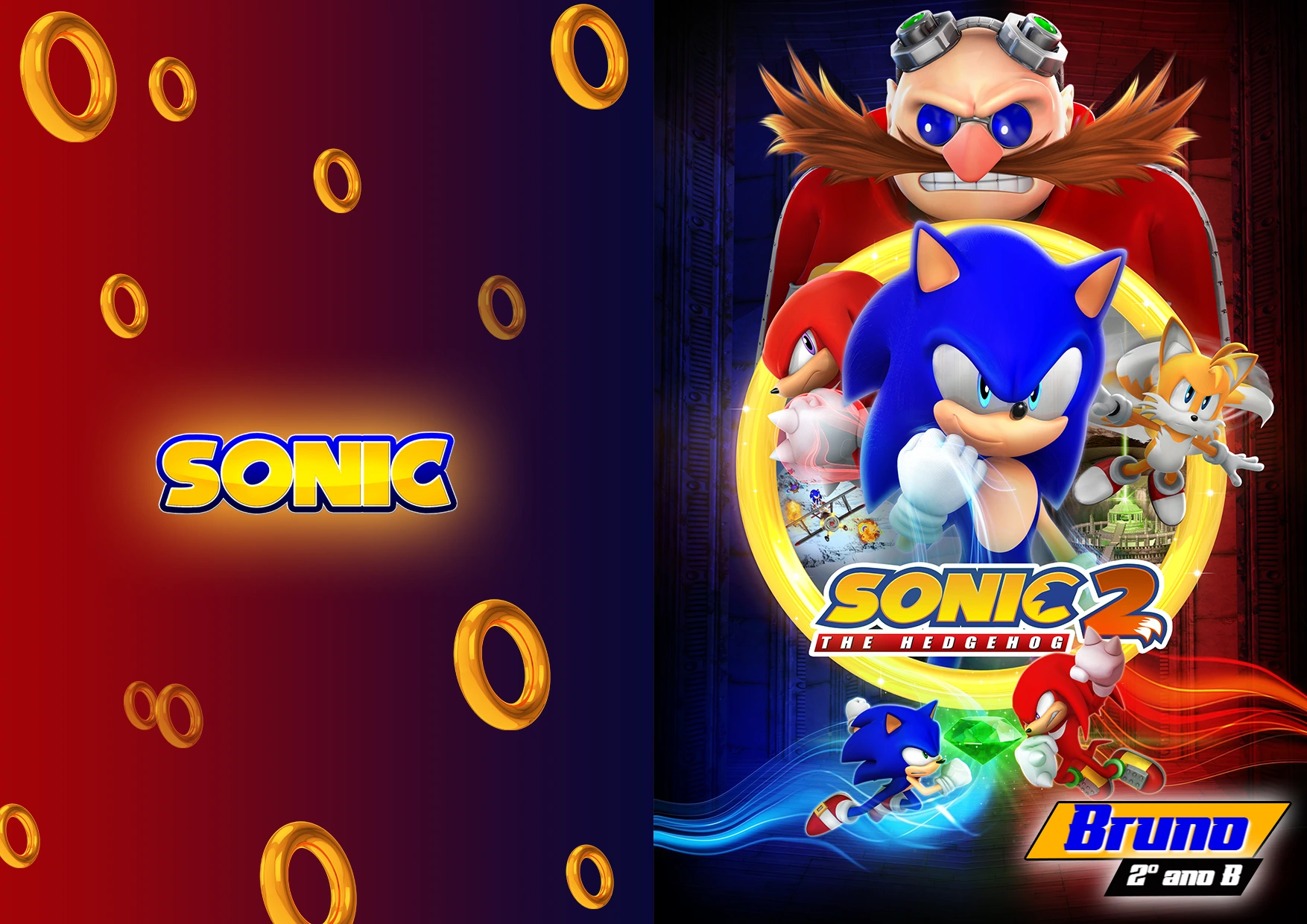 Capa de Caderno Sonic com Personagens para Editar Online