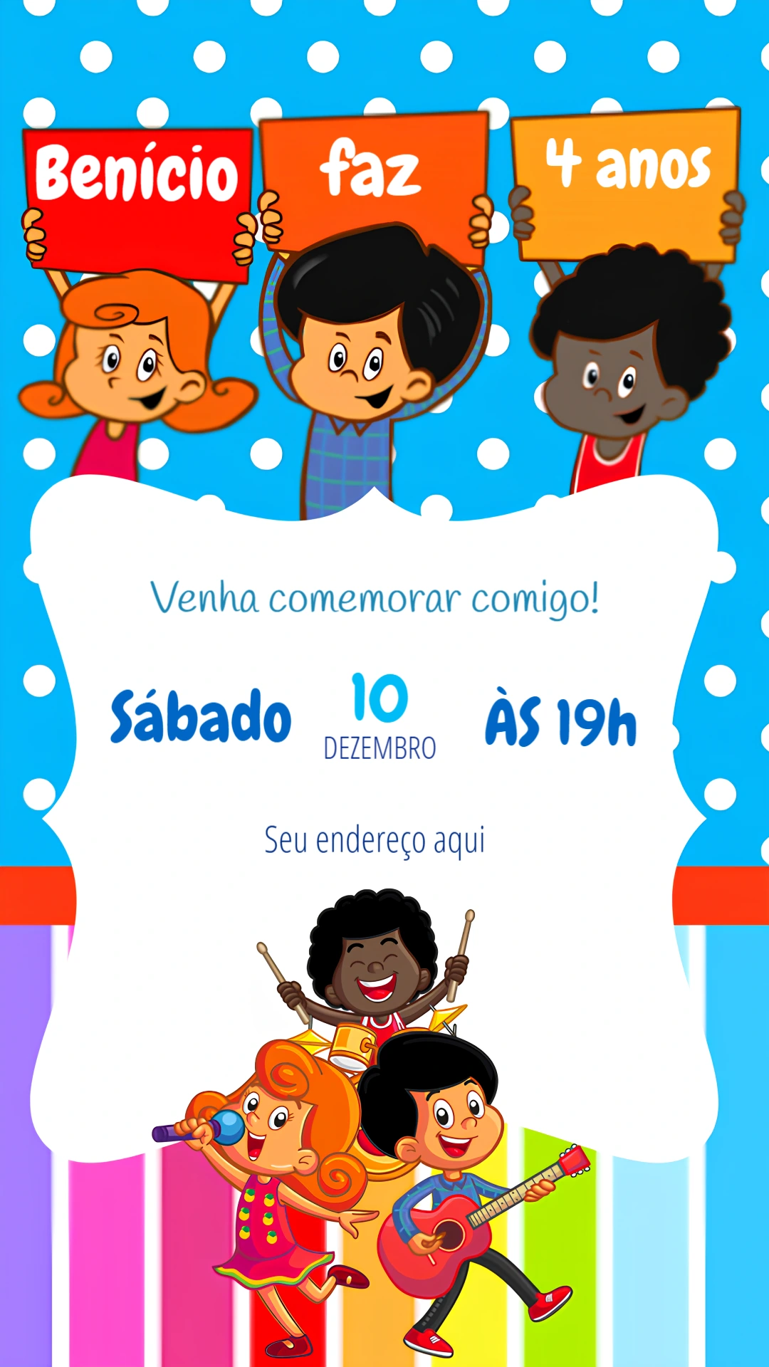 Convite Aniversário 3 Palavrinhas com Personagens para Editar