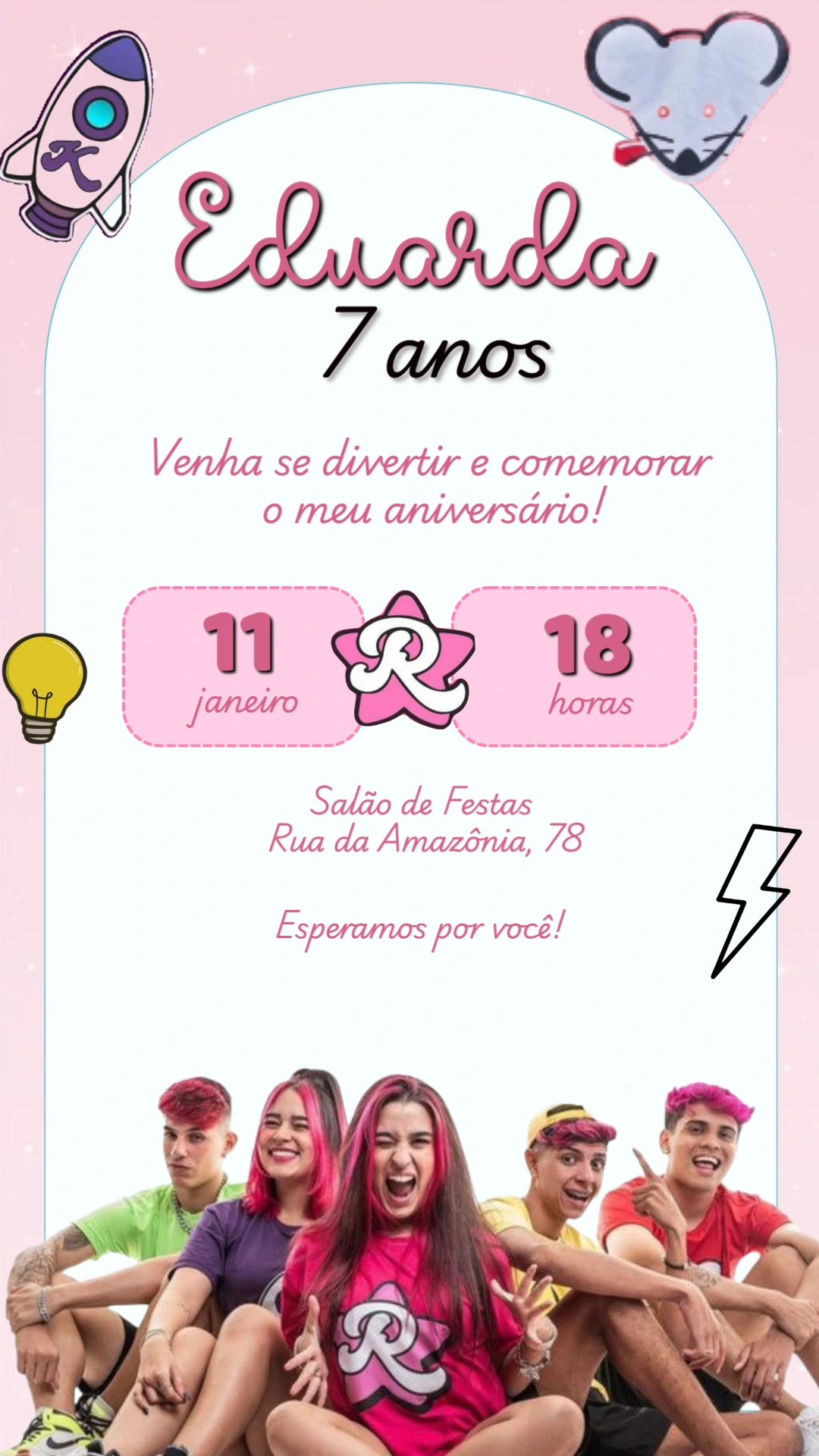 Convite de Aniversário Emilly Vick Editável Online