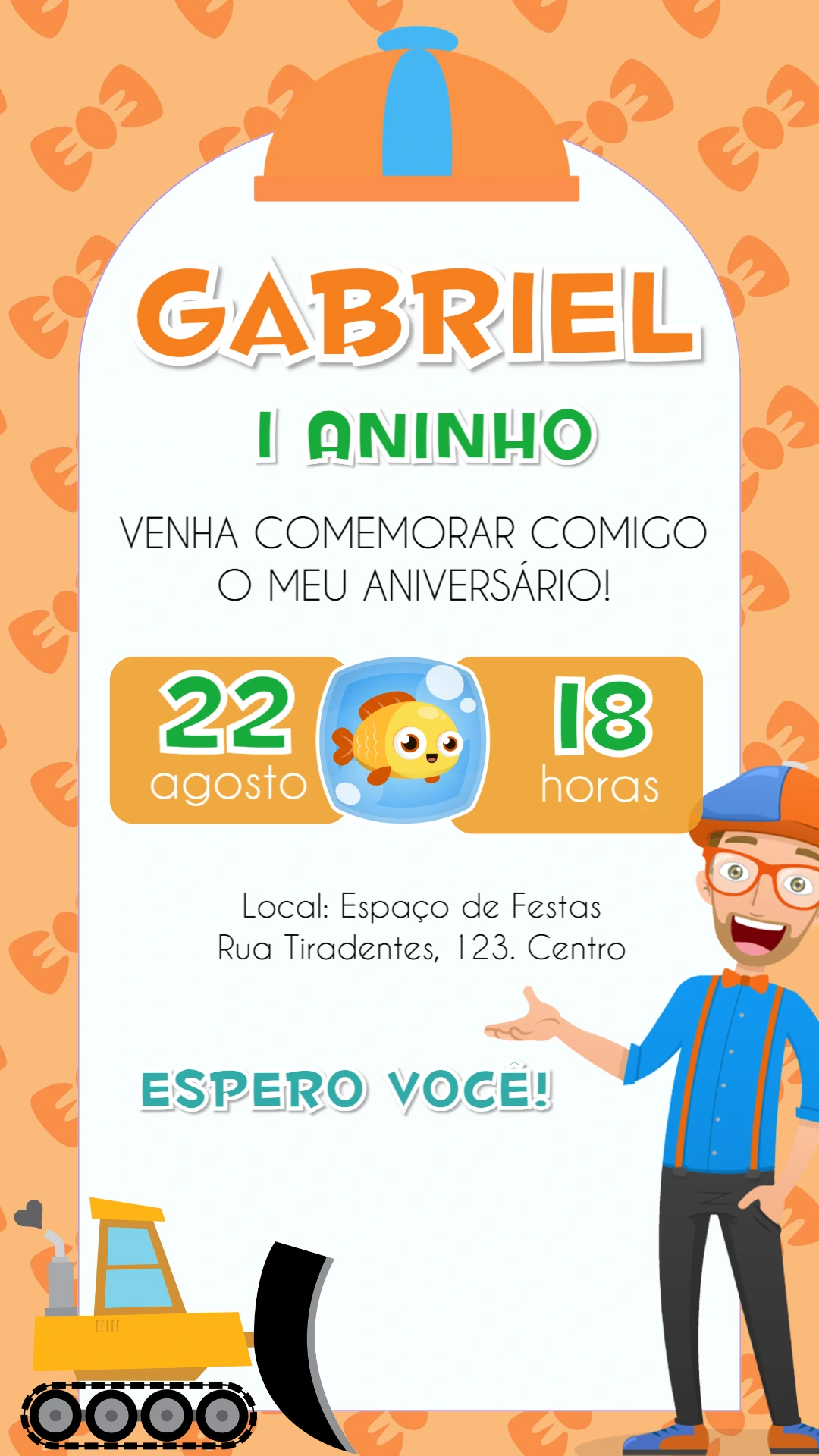 Convite de Aniversário Blippi para Editar Online