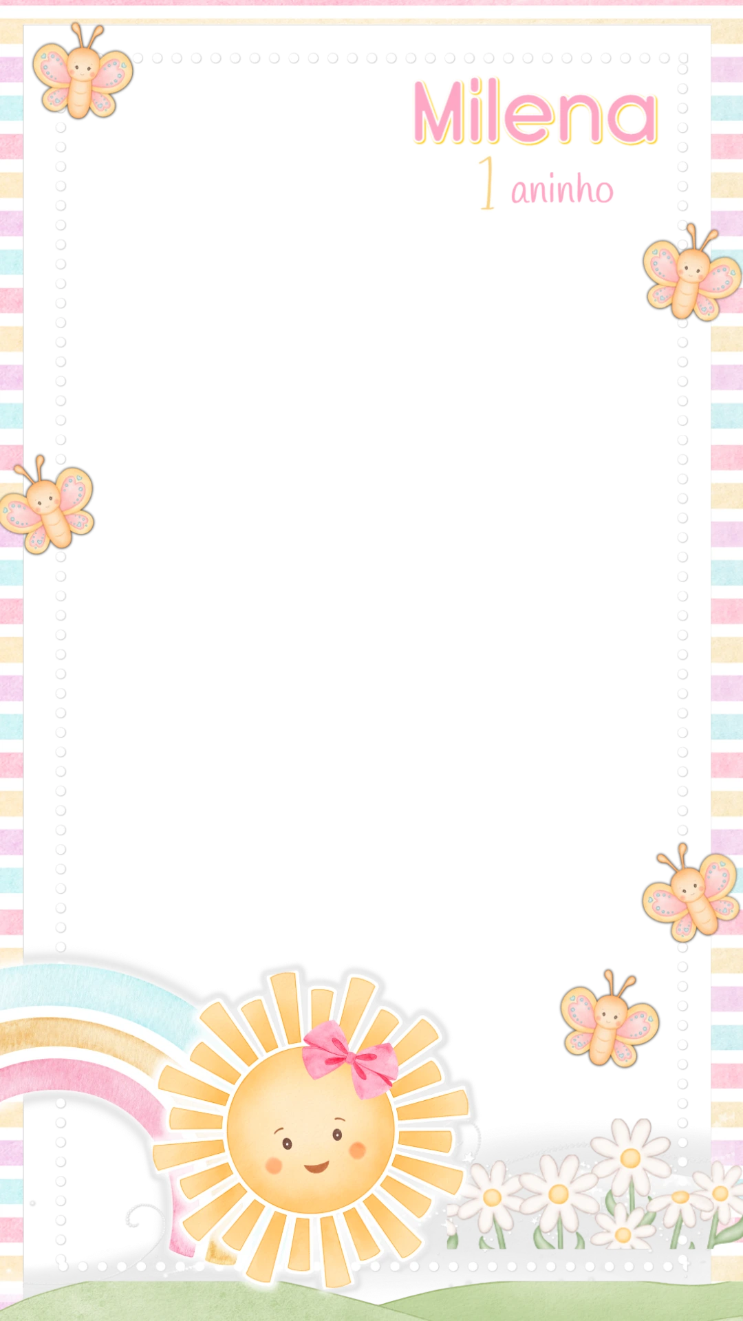 Moldura de Aniversário Raio de Sol para Editar Online