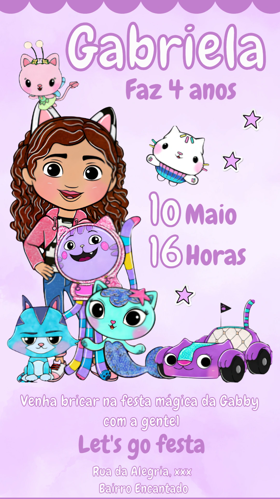 Convite de Aniversário A Casa Mágica da Gabby para Editar Online
