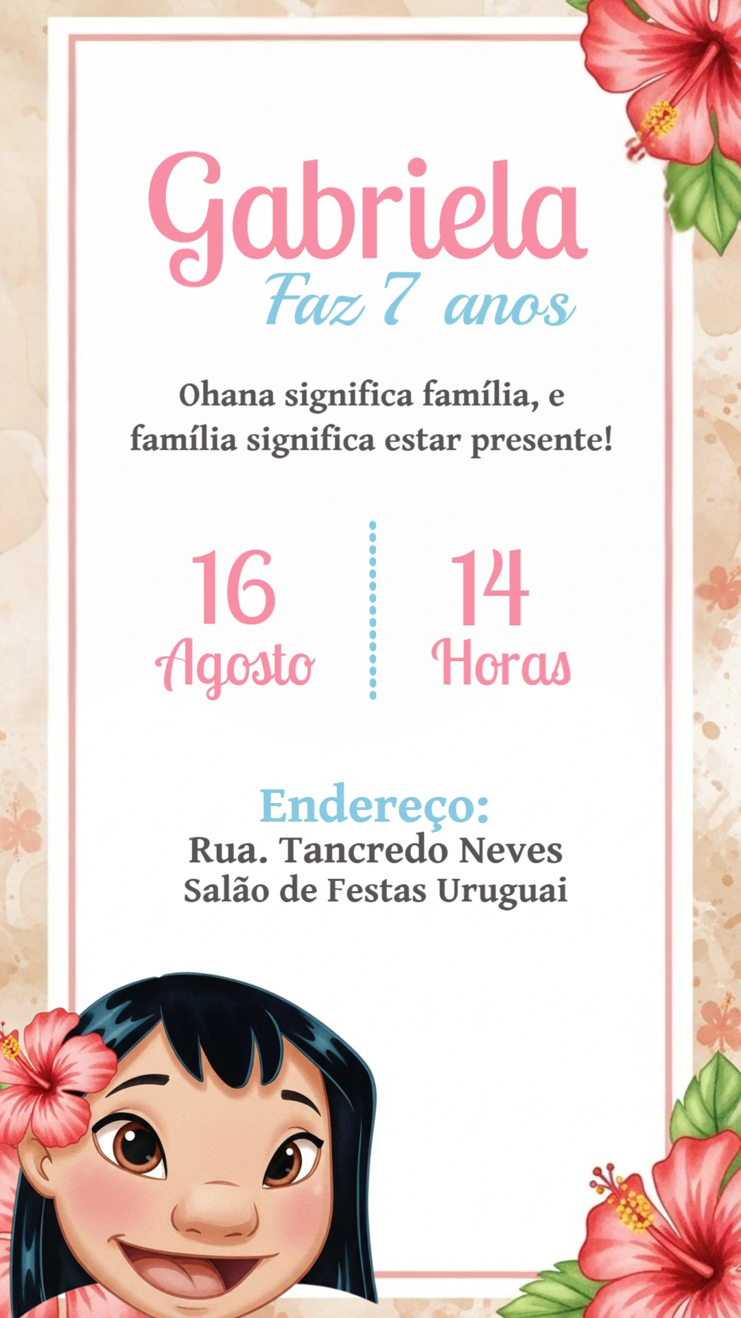 Convite de Aniversário Lilo e Stitch para Editar Online