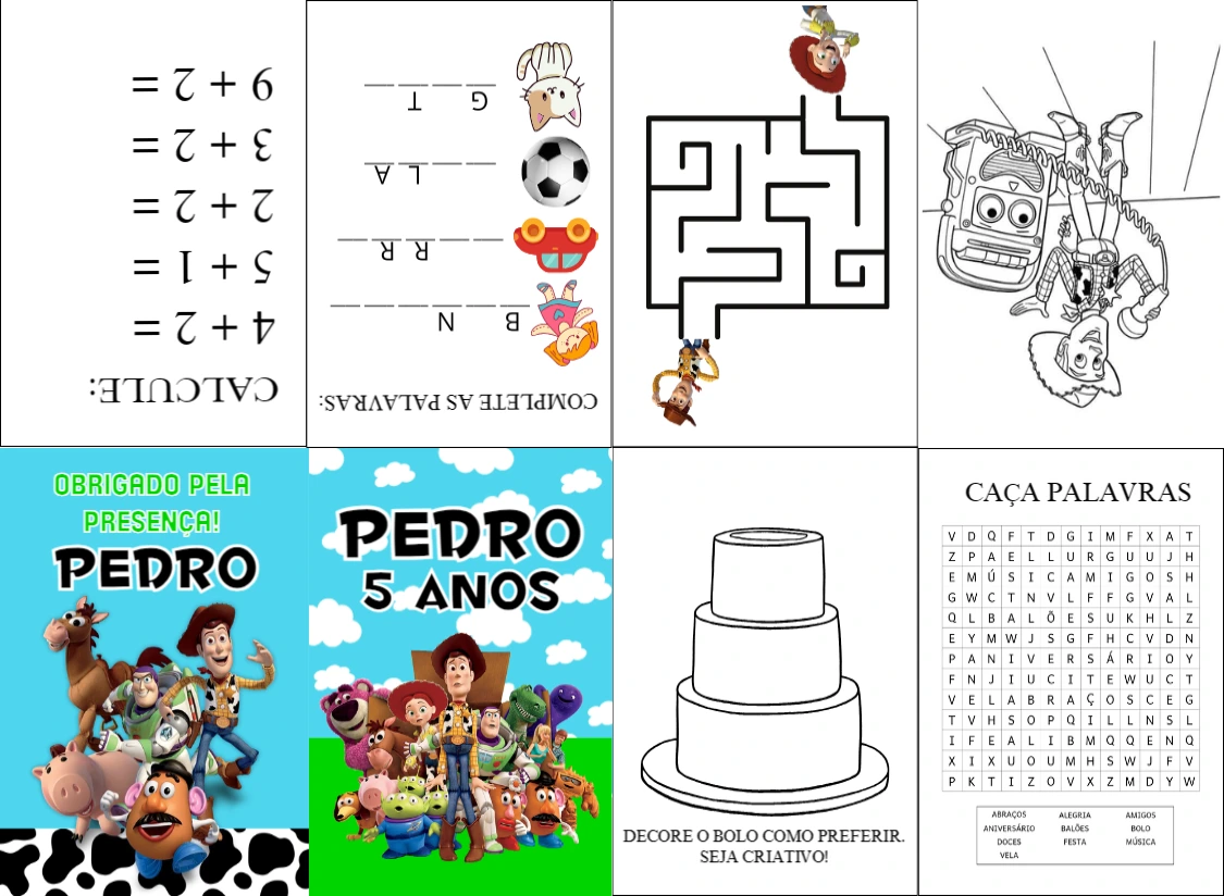 Livro de Atividades Toy Story para Aniversário para Editar