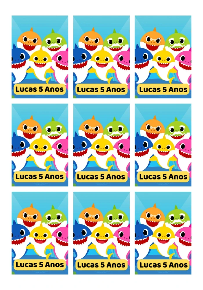 Tag de Aniversário Baby Shark para Editar Online