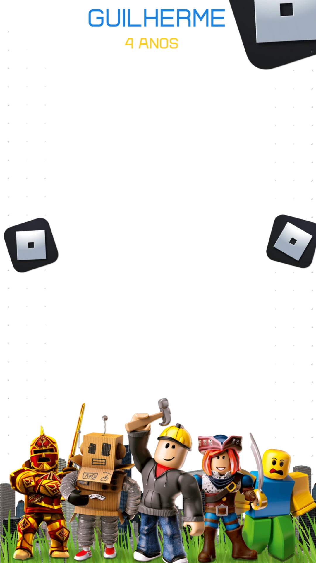 Moldura para Stories de Aniversário Roblox para Editar