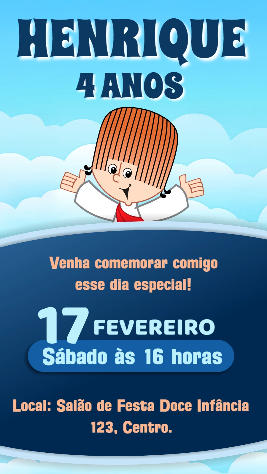 Convite Aniversário Turma do Cristãozinho para Editar Online