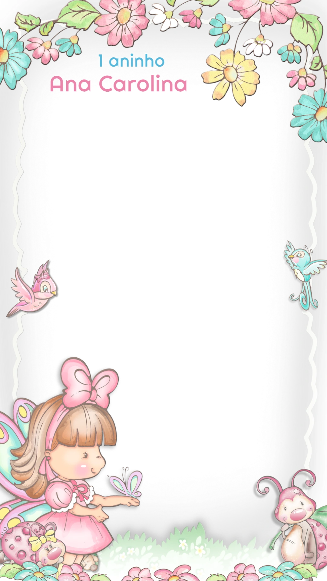 Moldura Aniversário Jardim Encantado para Editar Online