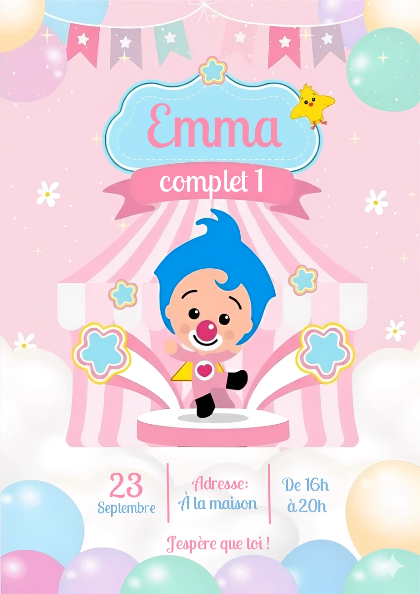 Invitation Anniversaire Plim Plim Fille à Modifier en Ligne