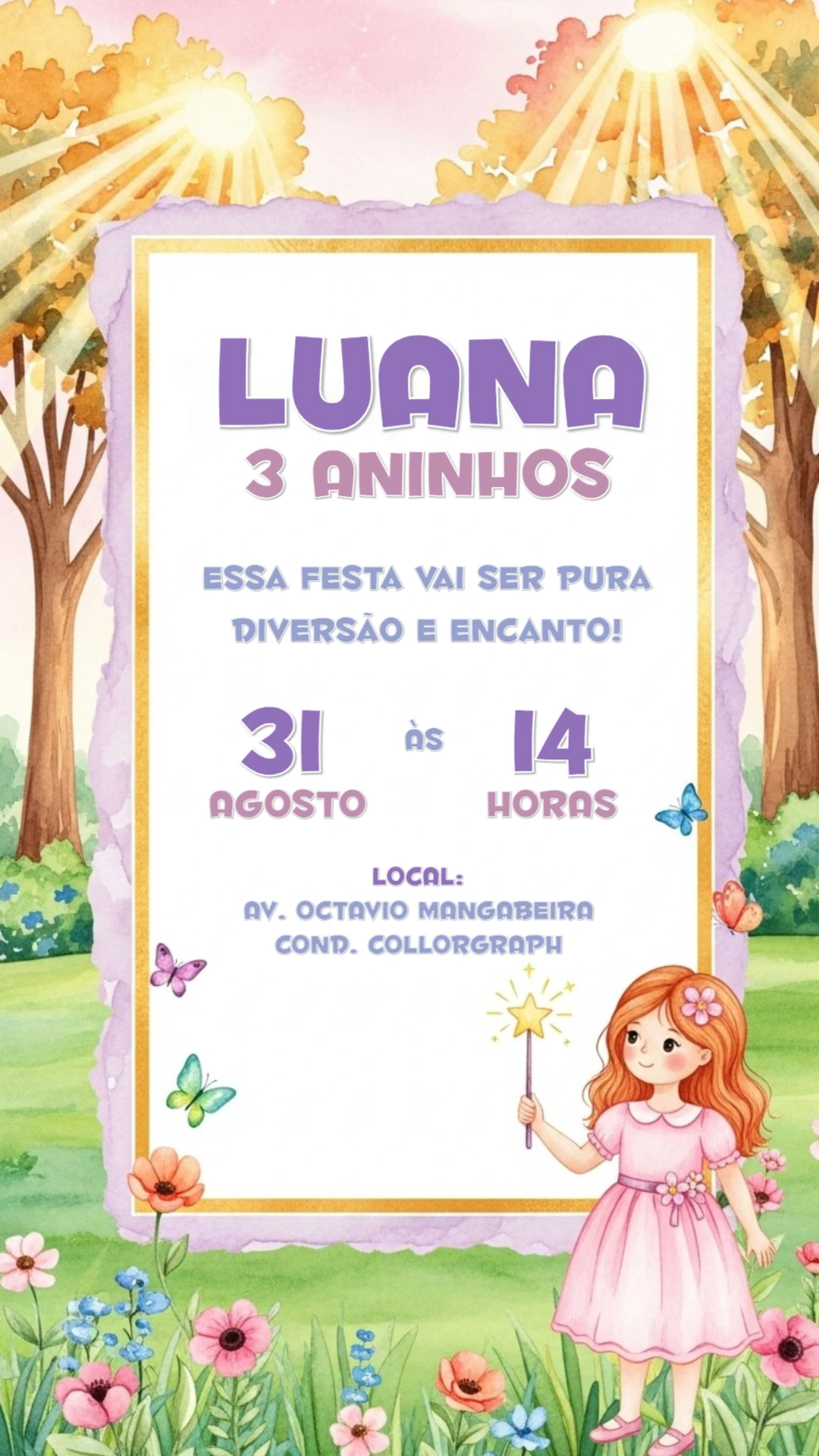 Convite Aniversário Jardim Encantado para Editar Online