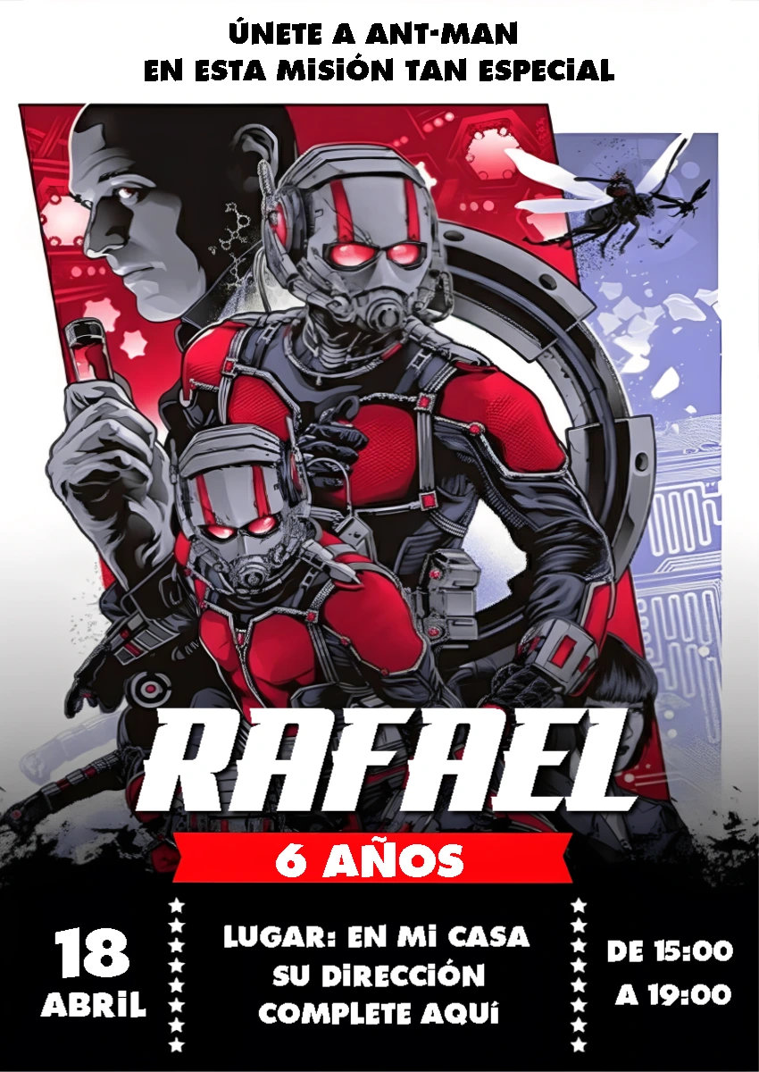 Invitación de cumpleaños Ant Man