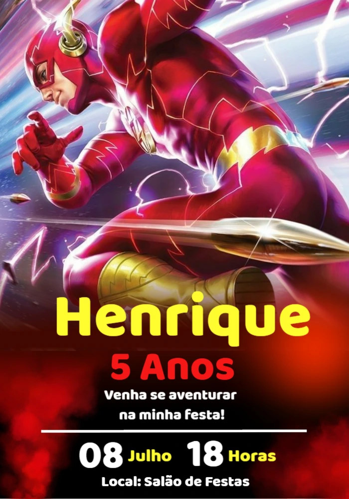 Convite de Aniversário The Flash para Editar Online