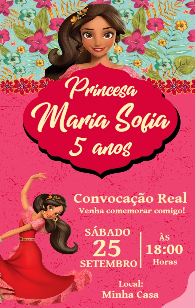 Convite Aniversário Elena de Avalor para Editar Online