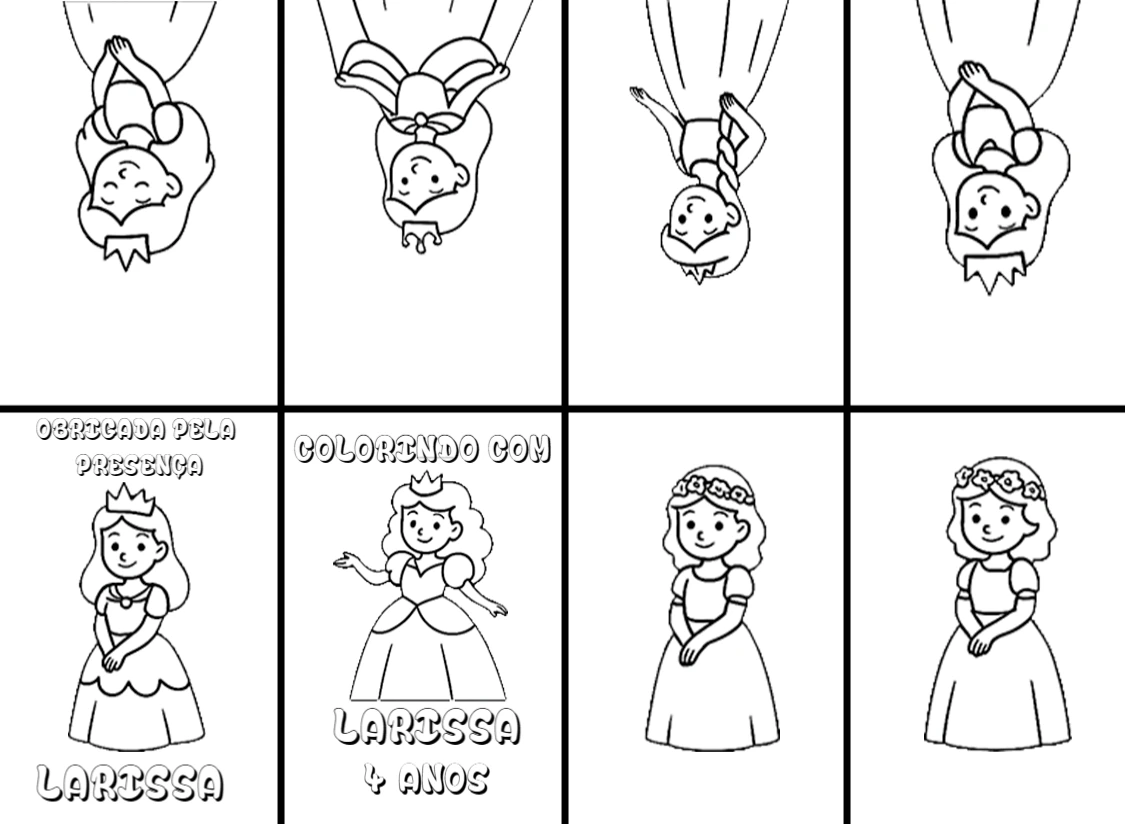 Mini Livro de Colorir Princesa para Editar Online