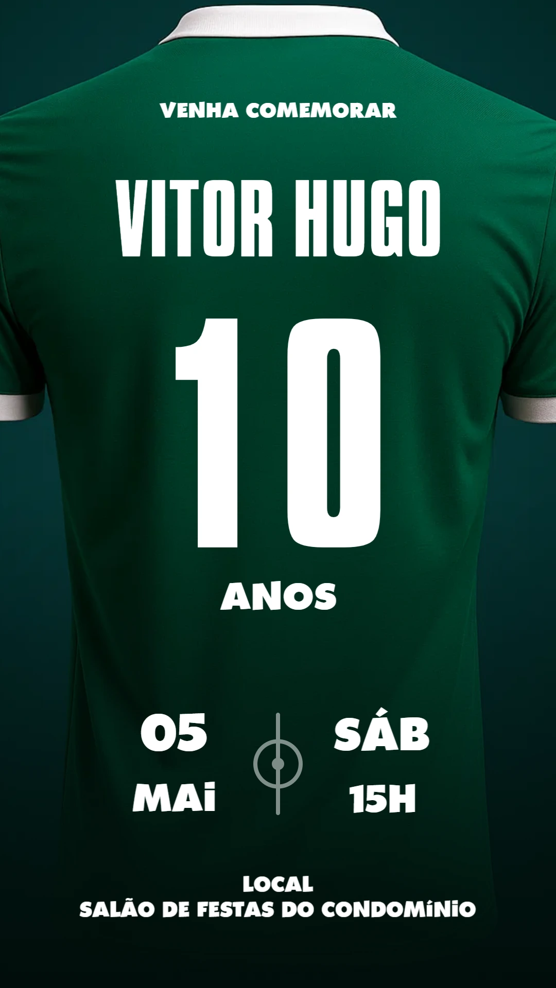 Convite de Aniversário Futebol Estilo Camisa para Editar