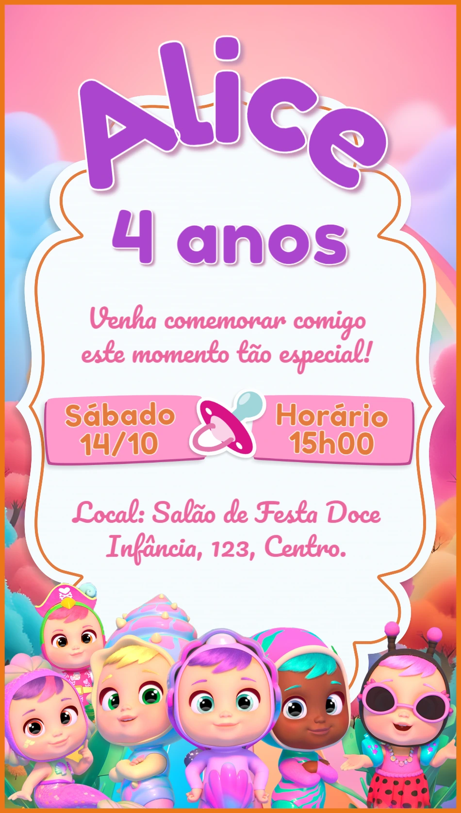 Convite de Aniversário Cry Babies Magic Tears para Editar Online