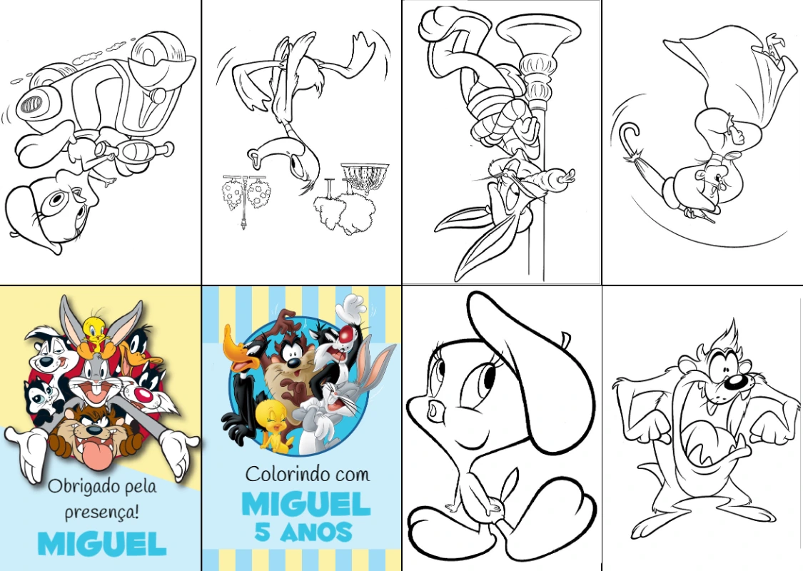 Lembrancinha Looney Tunes: Livro de Colorir para Editar Online