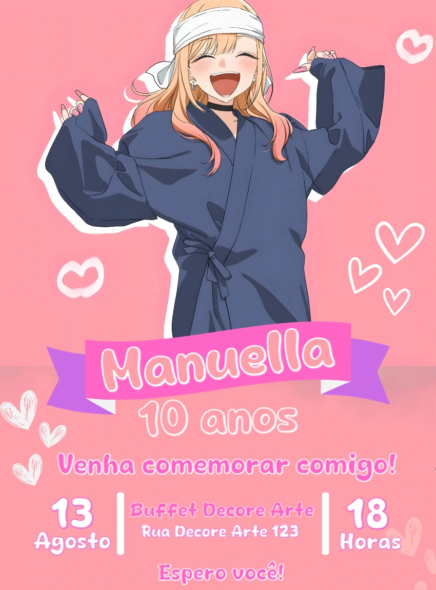 Convite de Aniversário My Dress-Up Darling para Editar Online
