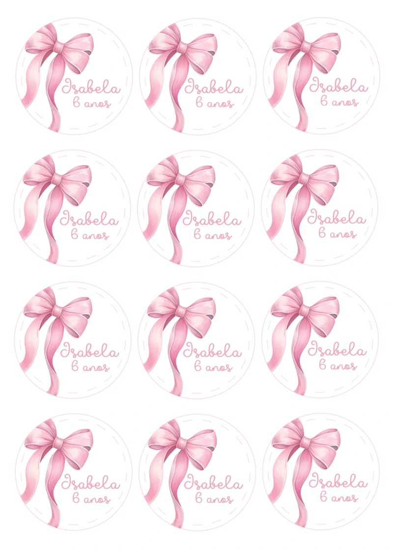 Adesivo de Festa Laço Rosa para Editar Online