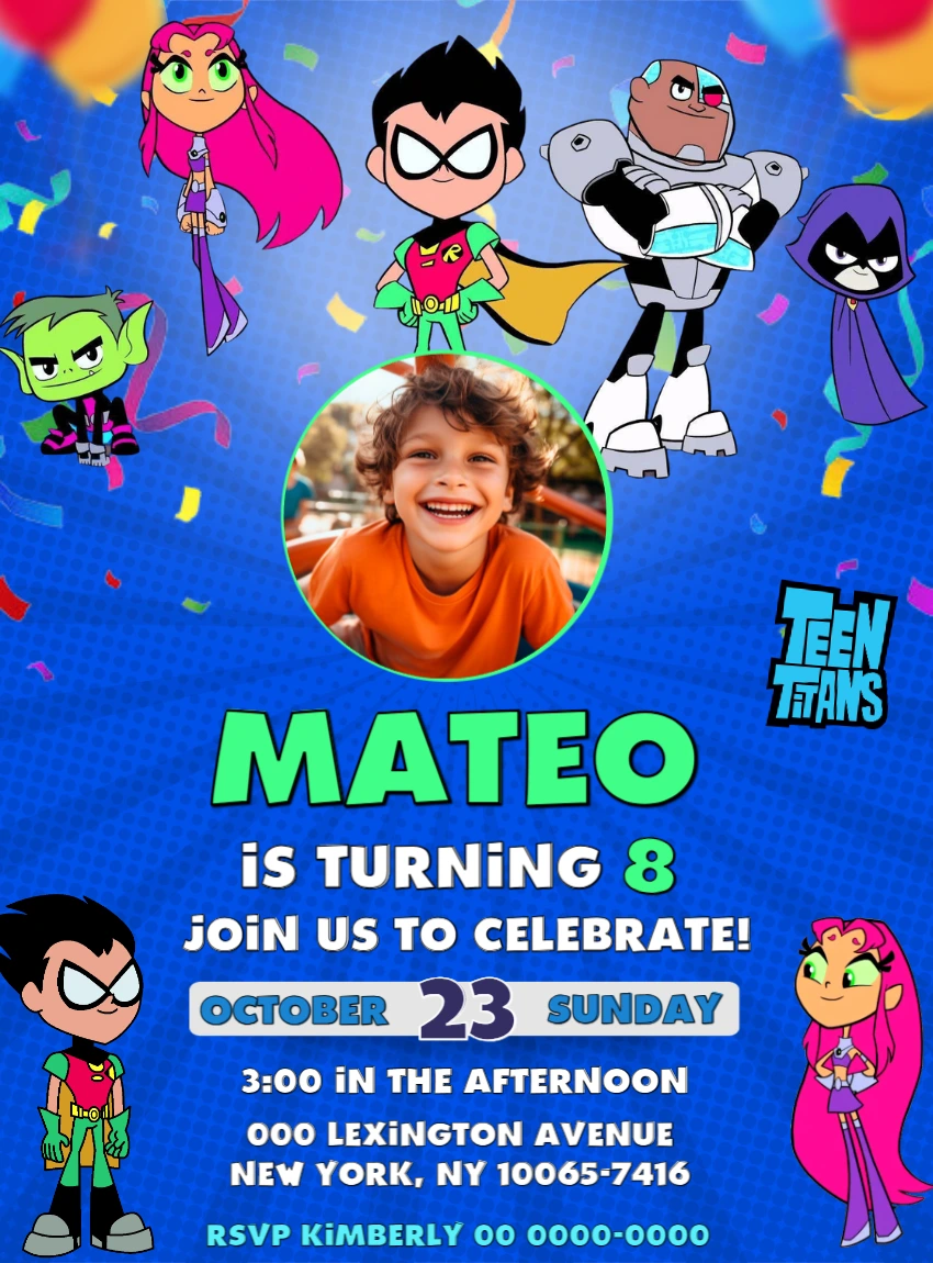 Editable Teen Titans Go! Birthday Invitation Template