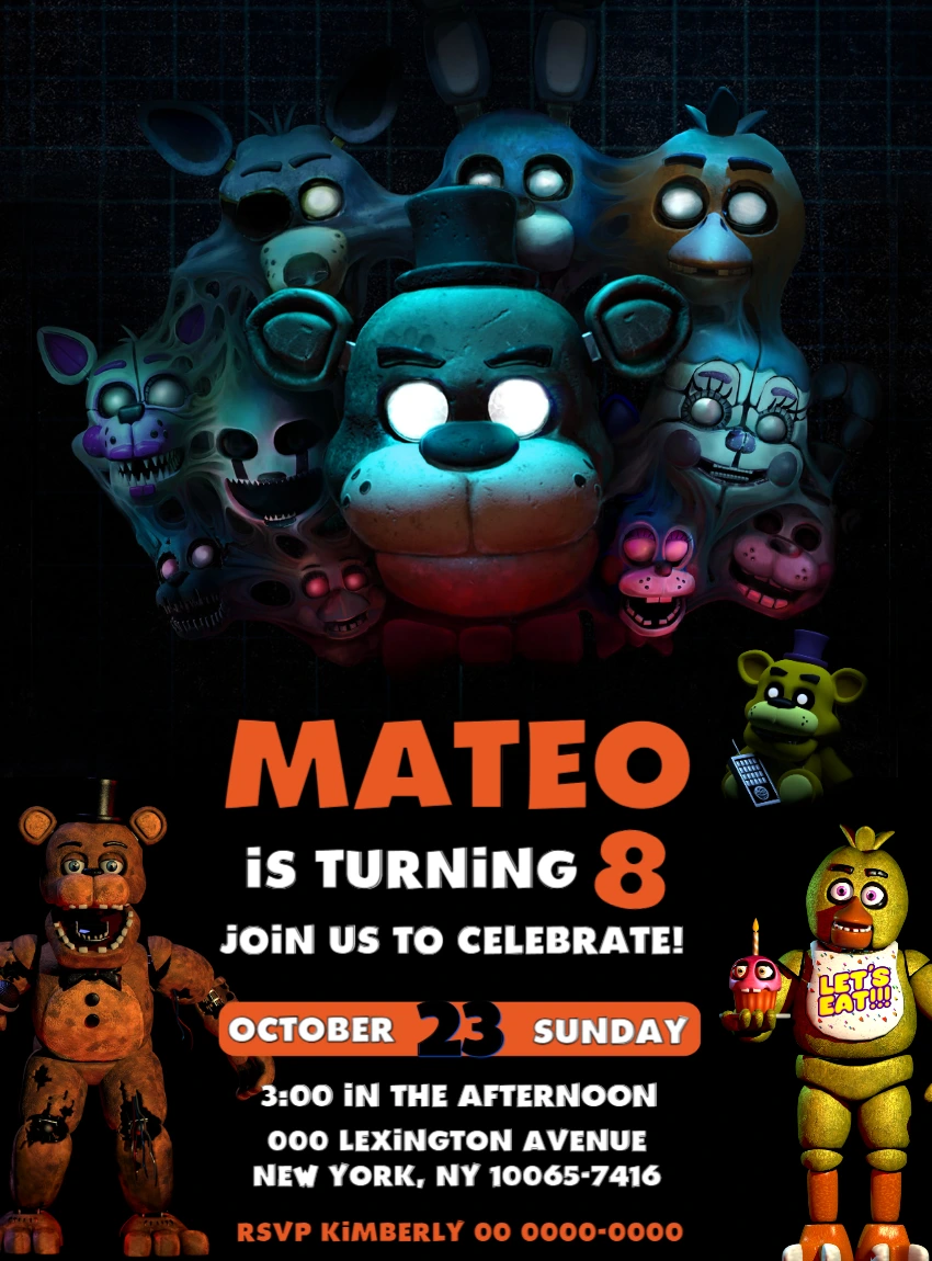 Editable Five Nights at Freddy's Birthday Invitation