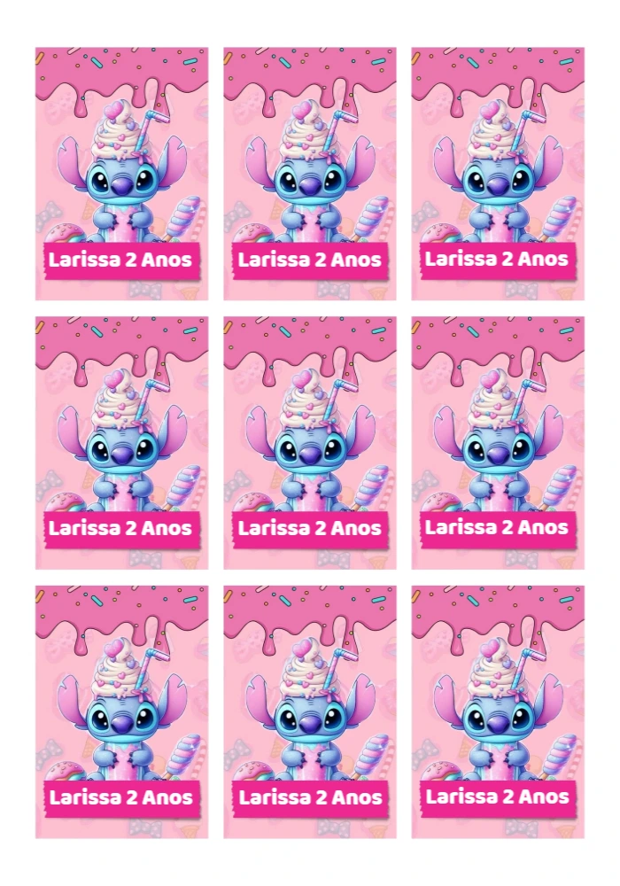 Tag de Aniversário Stitch para Editar e Imprimir